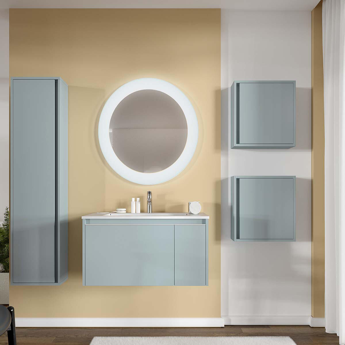 Pensile bagno Cielo blu pastello in truciolare, 1 anta apertura da destra P 16 x L 39 x H 39 cm - 3