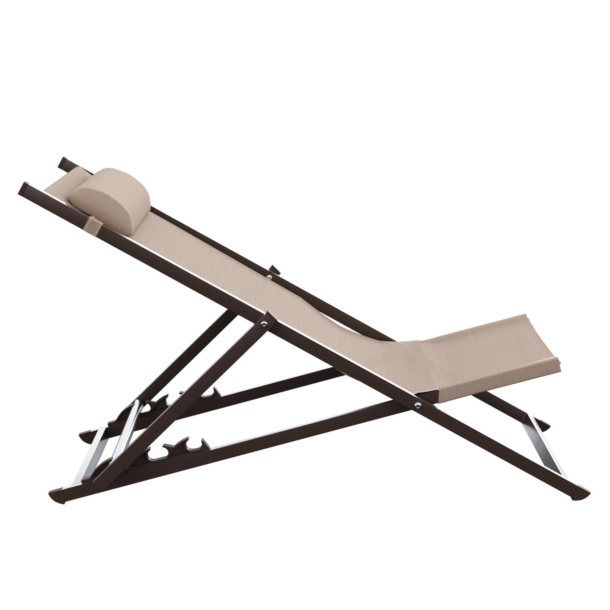 Sedia a sdraio da giardino in alluminio pieghevole Cruz NATERIAL, seduta in textilene marrone - 11