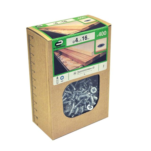 400 vis acier tête fraisée pozidriv STANDERS, Ø4 x L.16 mm