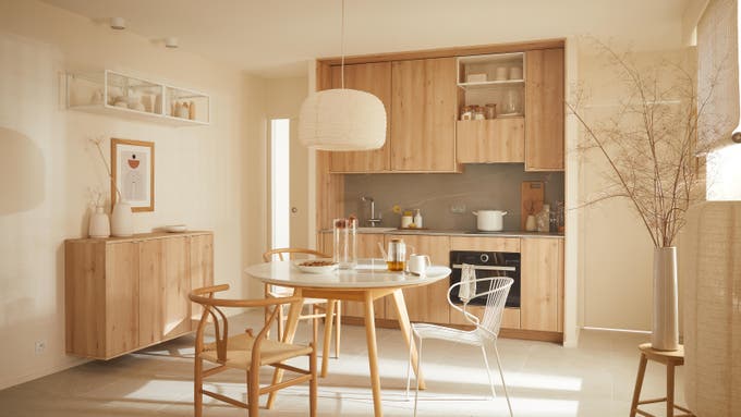 Photo d'une cuisine en bois. 