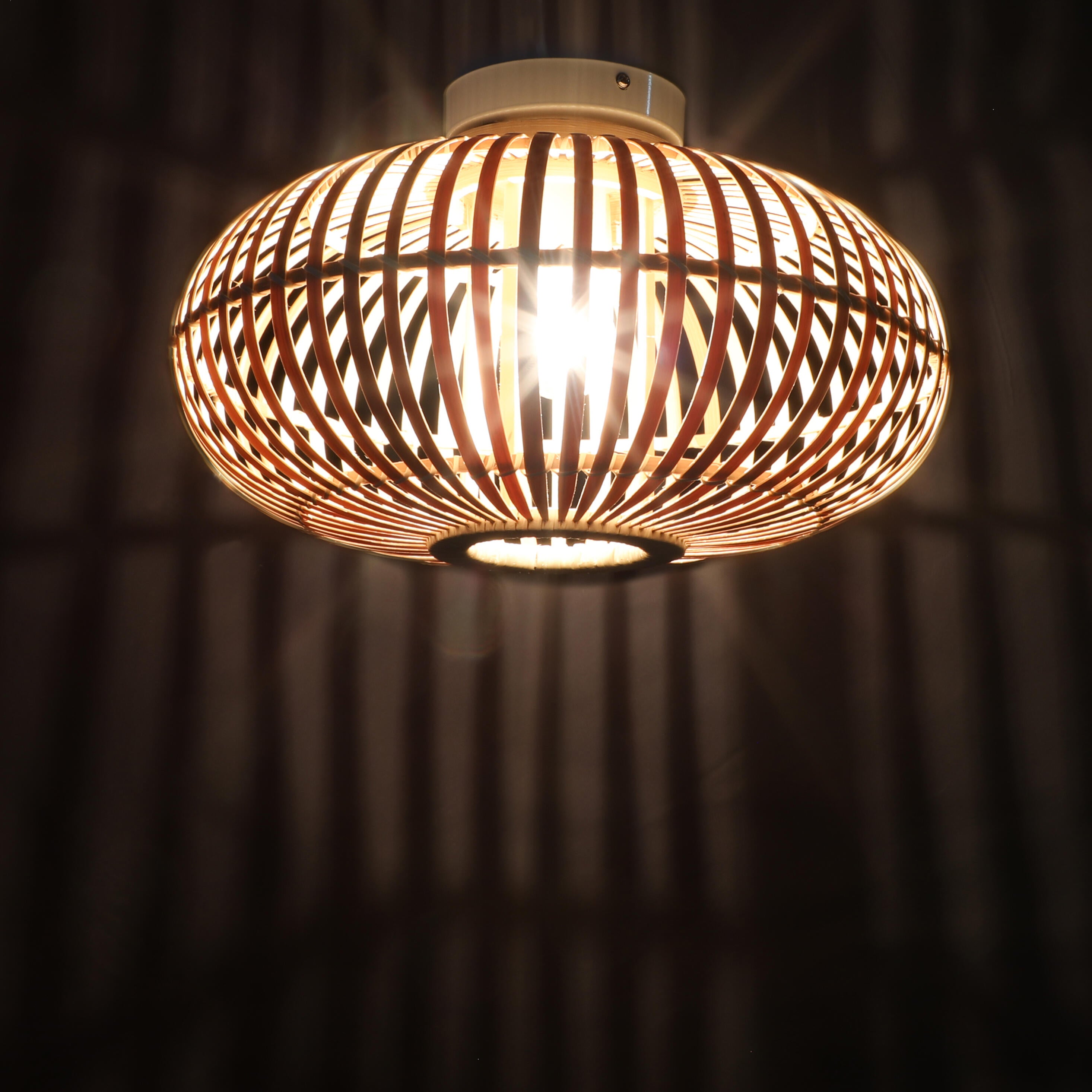 Plafonnier salle de bain Manille E27, D.38 cm, bambou Lussiol - 2