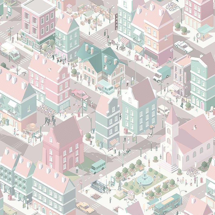 Papier peint intissé Belle histoire city rose - 2
