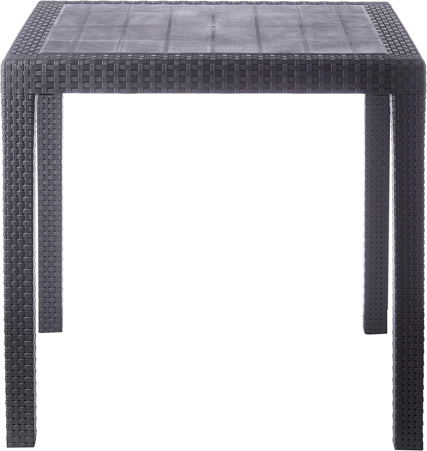 Tavolo da pranzo per giardino King struttura e superficie in resina antracite per 4 persone 80x80cm - 7