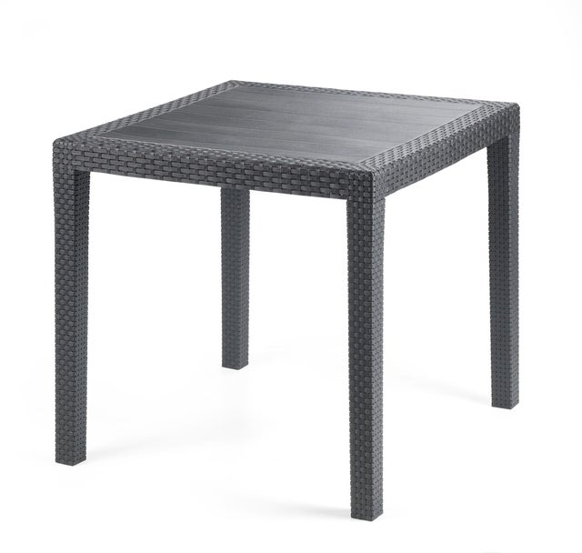 Tavolo da pranzo per giardino King struttura e superficie in resina antracite per 4 persone 80x80cm