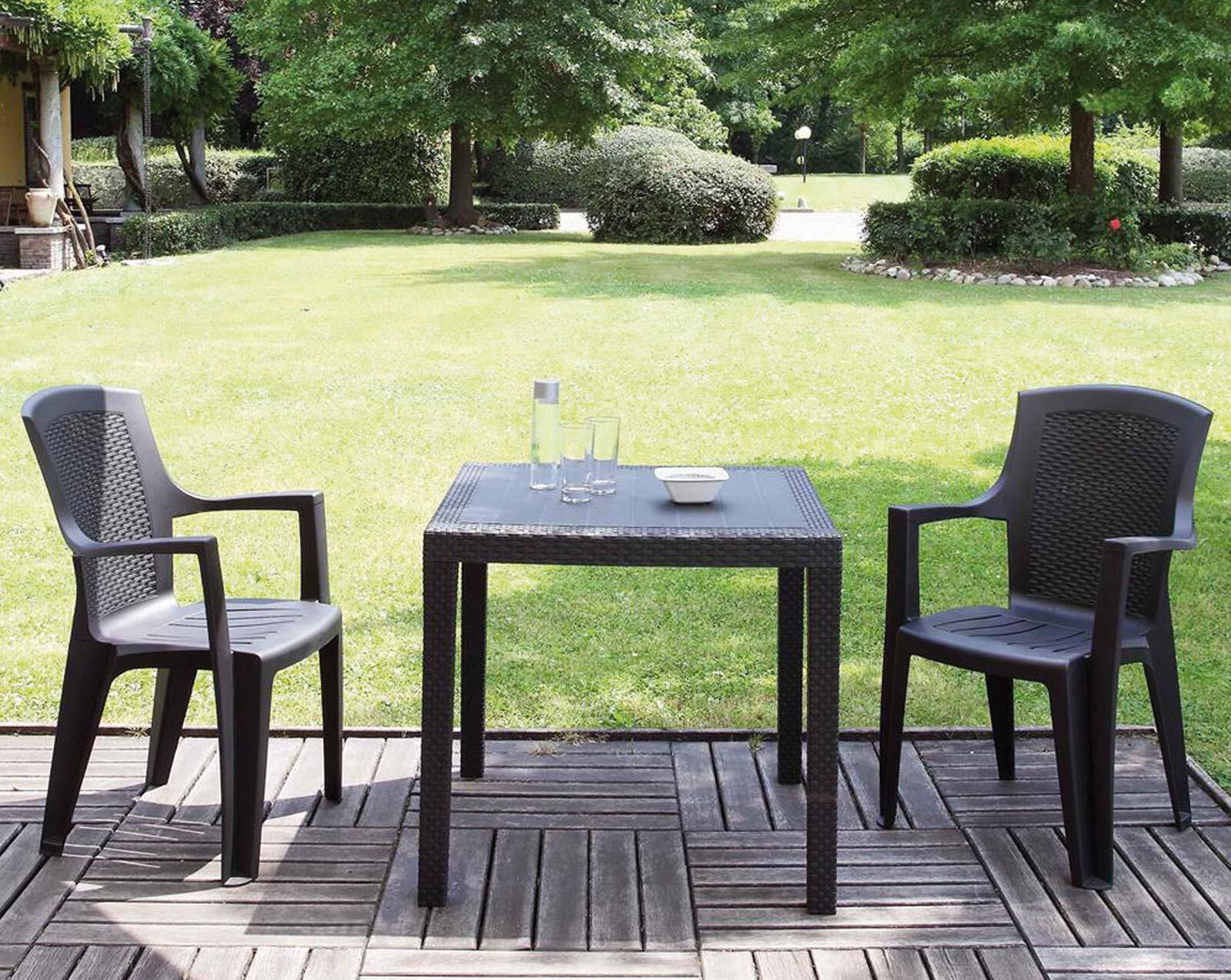 Tavolo da pranzo per giardino King struttura e superficie in resina antracite per 4 persone 80x80cm - 4