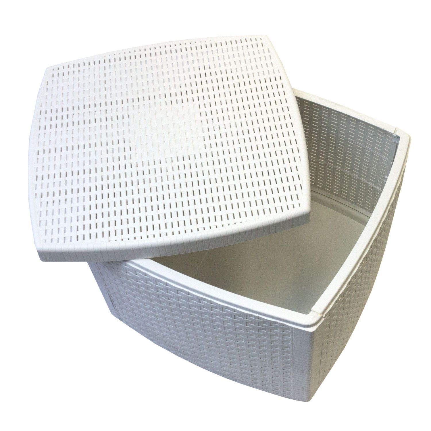 Tavolino da esterno Contenitore Lipari struttura e superficie in resina bianco per 2 persone 53x53cm - 5