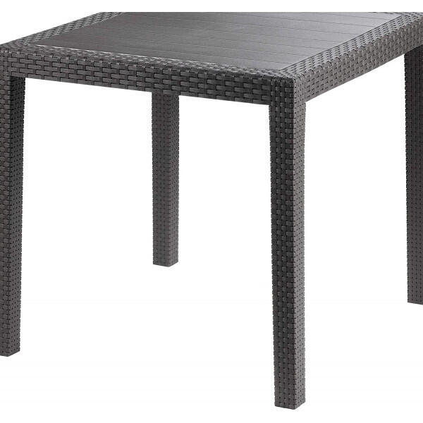 Tavolo da pranzo per giardino King struttura e superficie in resina antracite per 4 persone 80x80cm - 9