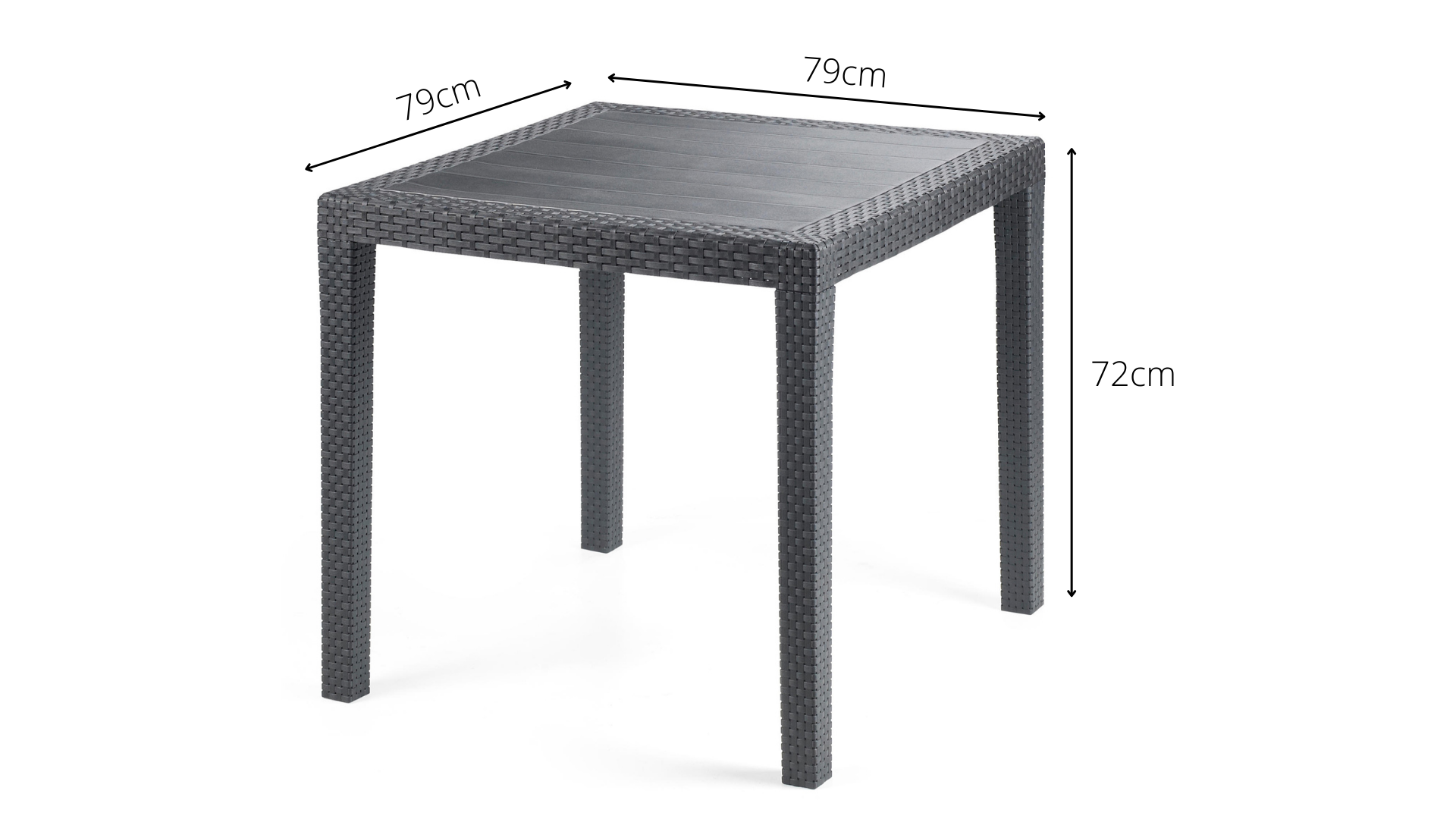 Tavolo da pranzo per giardino King struttura e superficie in resina antracite per 4 persone 80x80cm - 15