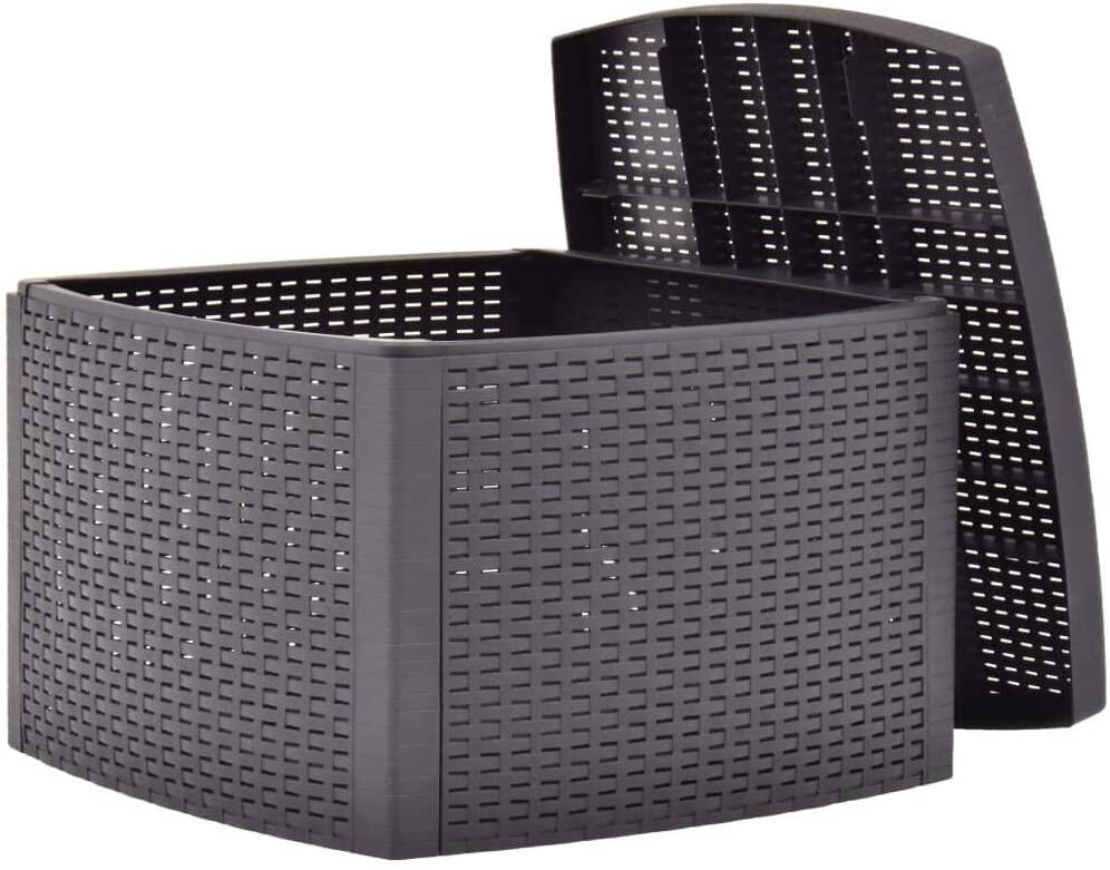 Tavolino da esterno Contenitore Lipari struttura e superficie in resina antracite per 2 persone 53x53cm - 11