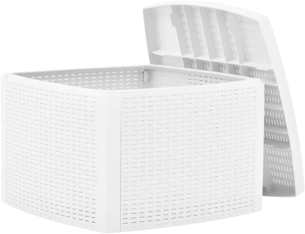 Tavolino da esterno Contenitore Lipari struttura e superficie in resina bianco per 2 persone 53x53cm - 3