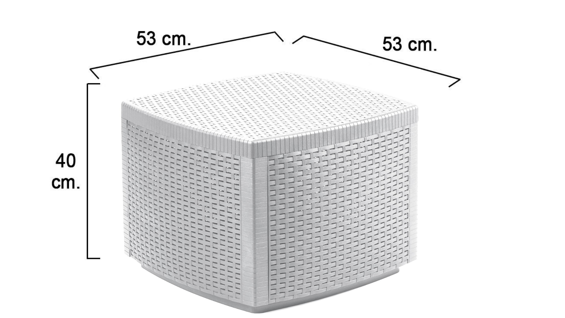 Tavolino da esterno Contenitore Lipari struttura e superficie in resina bianco per 2 persone 53x53cm - 9