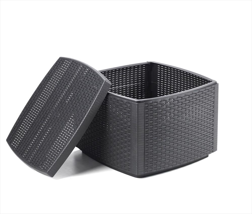 Tavolino da esterno Contenitore Lipari struttura e superficie in resina antracite per 2 persone 53x53cm - 9