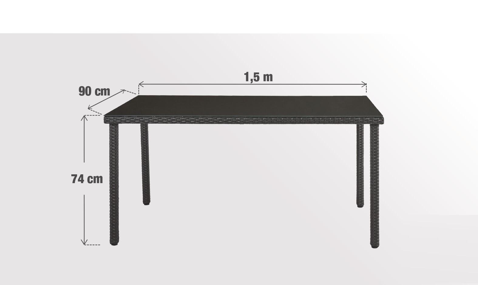 Tavolo da pranzo per giardino Noa NATERIAL in acciaio con piano in vetro grigio per 6 persone 150x90cm - 12