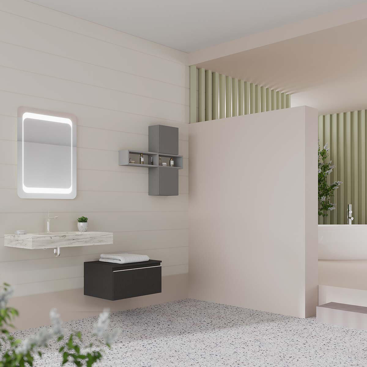 Cassetti in truciolare L 60 x L 46 cm lino Ofset - 3