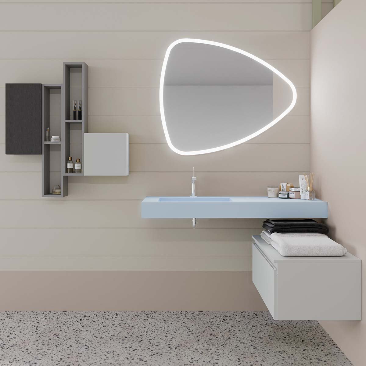 Pensile bagno Ofset lino, 1 anta apertura da sinistra P 15 x L 25 x H 50 cm - 2