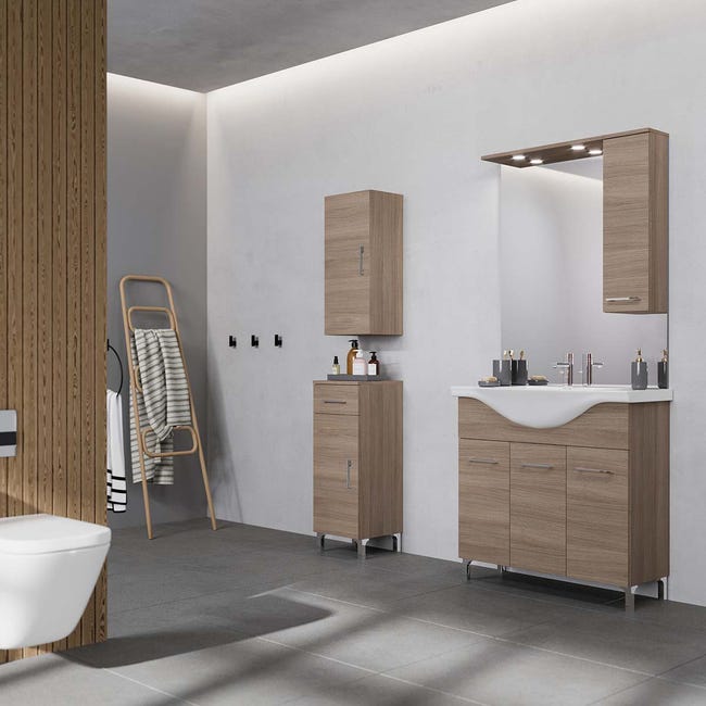 Armadietto Da Bagno Priano Con 1 Anta E 1 Cassetto - Bianco, 43x34x77cm, Legno Ingegnerizzato - Foto 7