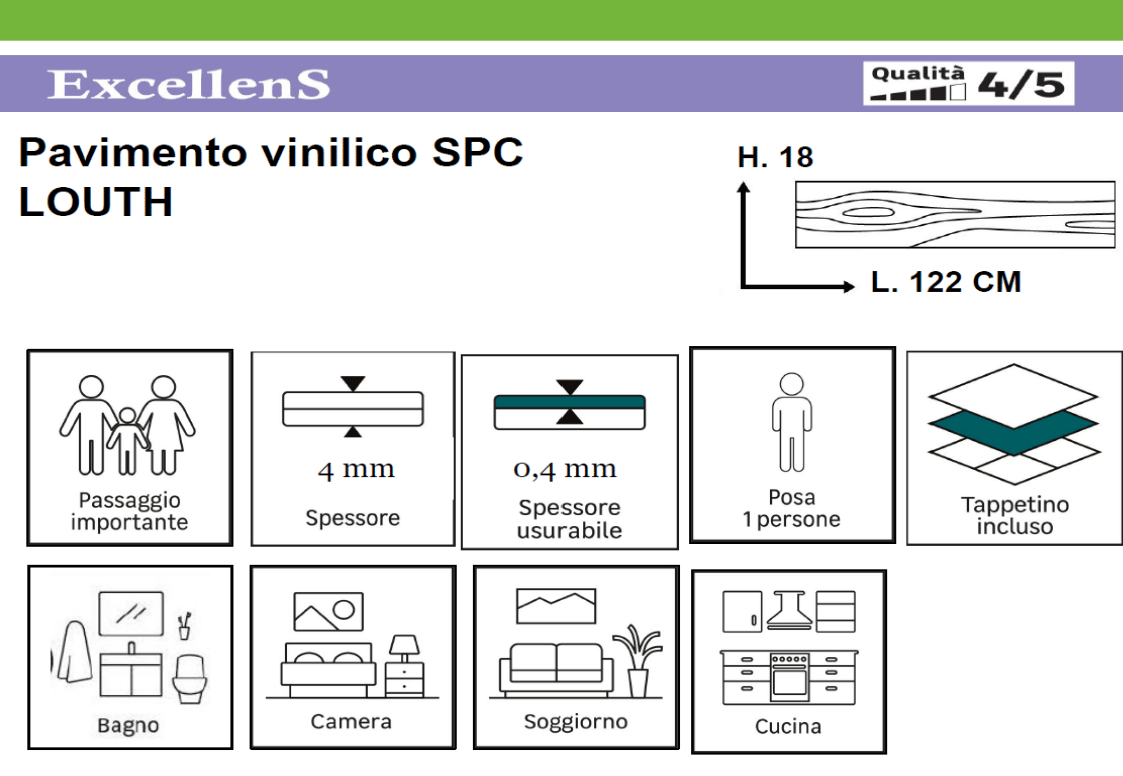 Pavimento vinílico SPC click flutuante Louth forte Artens 5 mm com base NAT305 - 9
