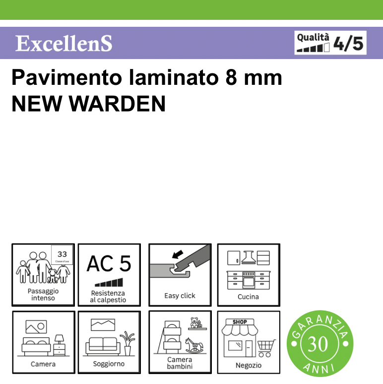 Pavimento laminato effetto rustico rovere dorato, AC5 classe 33, sp. 8 mm, ARTENS New Warden, 1.99 m² - 10