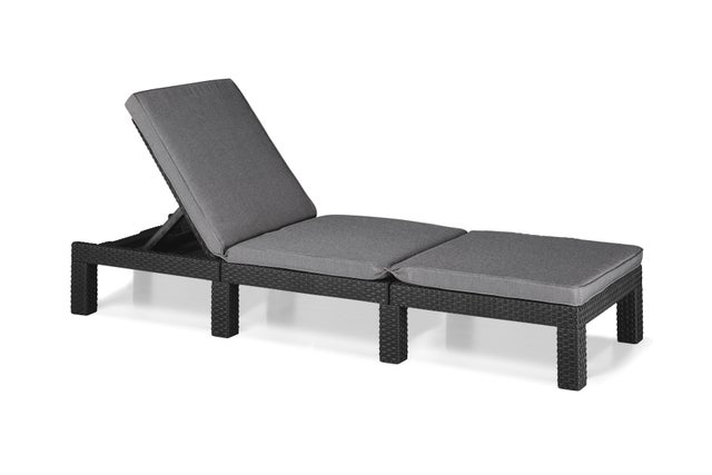 Tumbona de jardín de resina Daytona antracita de 65x25.5x195 cm