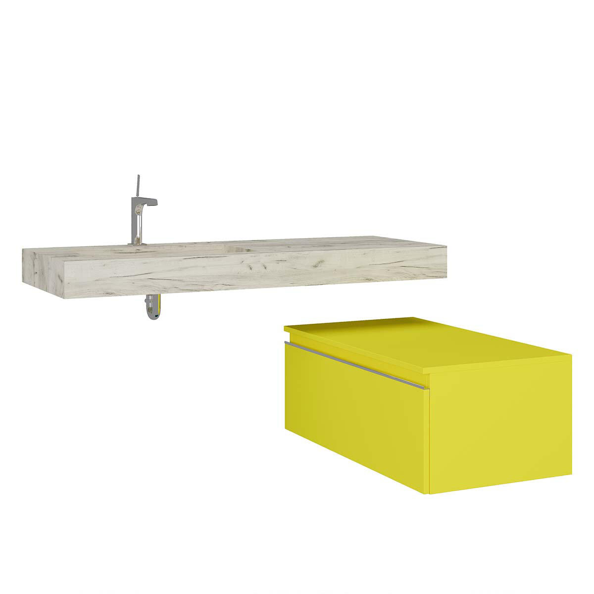 Lavabo a incasso rettangolare vasca a sinistra IDEEA L 120 x H 12 cm in legno bianco opaco - 4