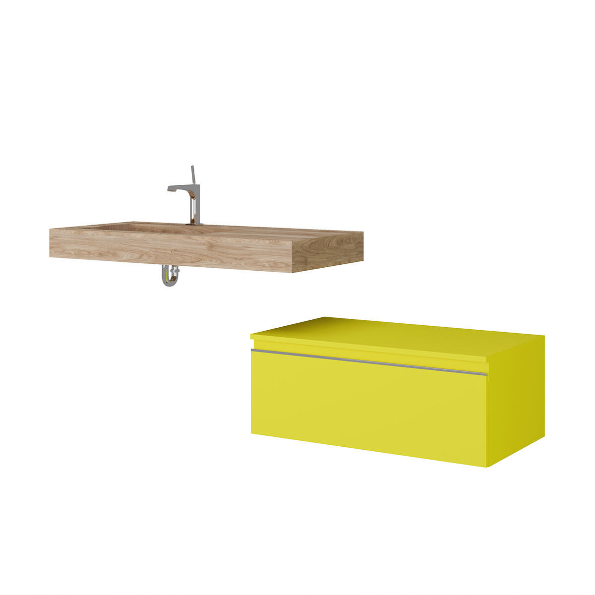 Lavabo a incasso rettangolare vasca a sinistra IDEEA L 100 x H 12 cm in legno beige opaco - 8