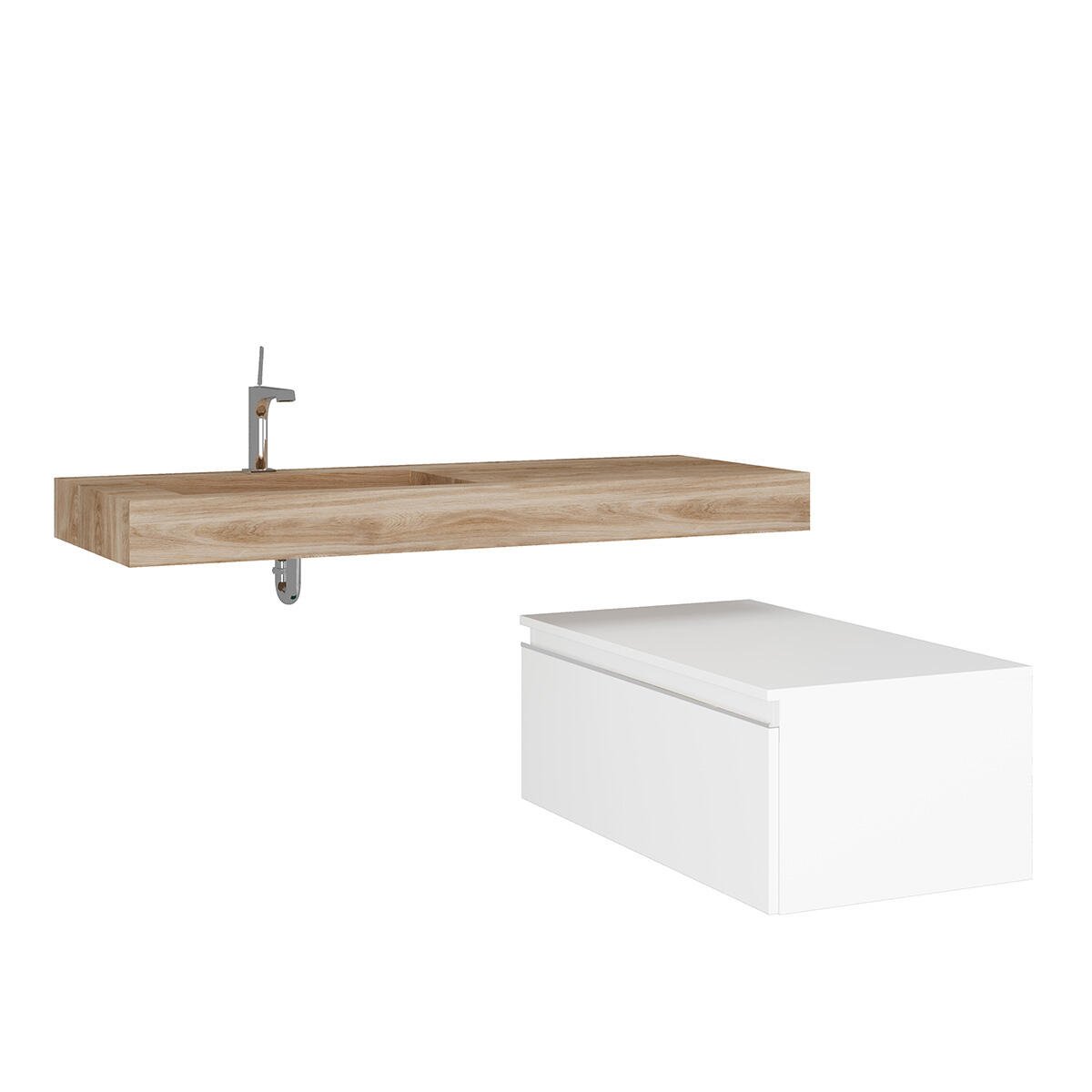 Lavabo a incasso rettangolare vasca a sinistra IDEEA L 100 x H 12 cm in legno beige opaco - 6