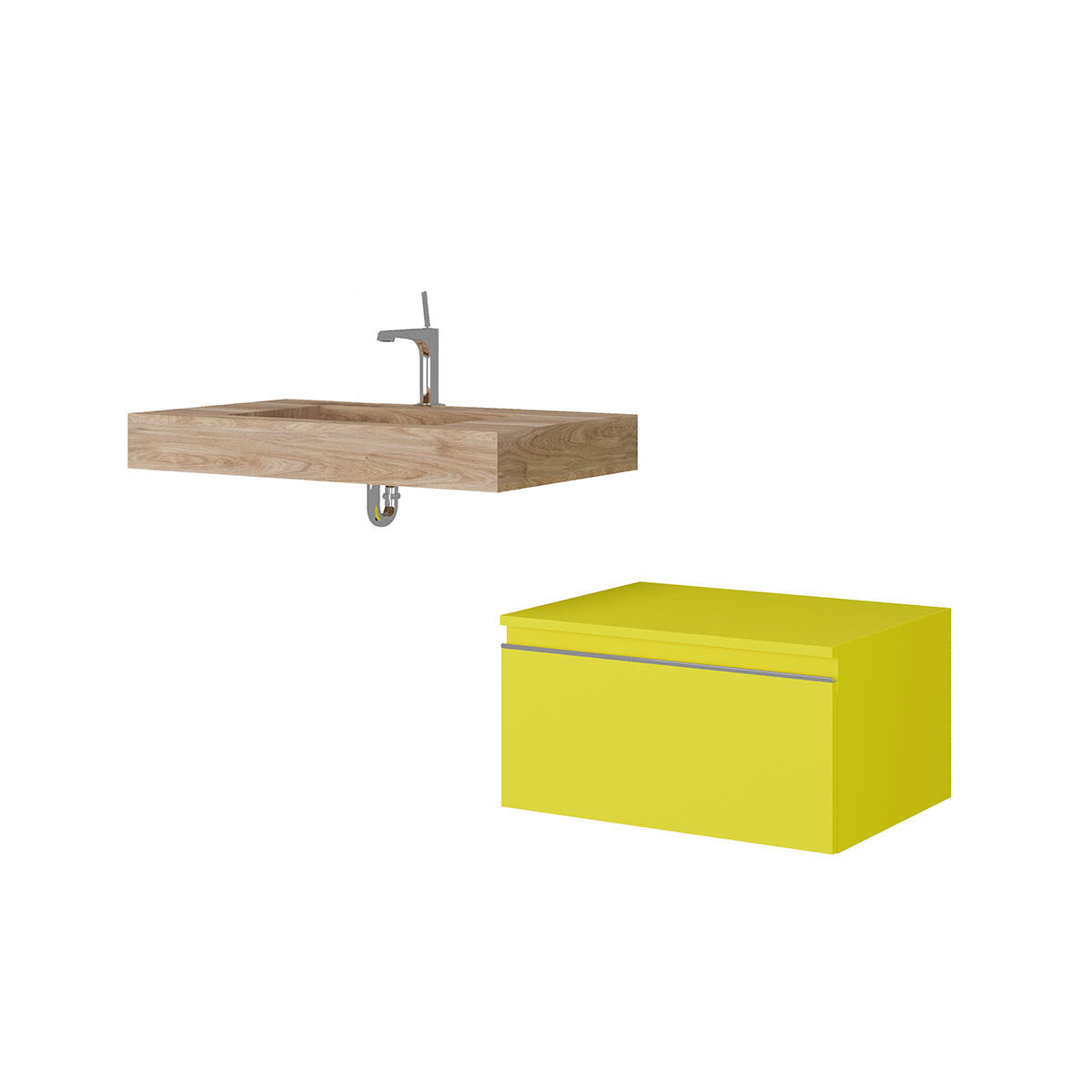 Lavabo a incasso rettangolare vasca centrale IDEEA L 80 x H 12 cm in legno beige opaco - 6