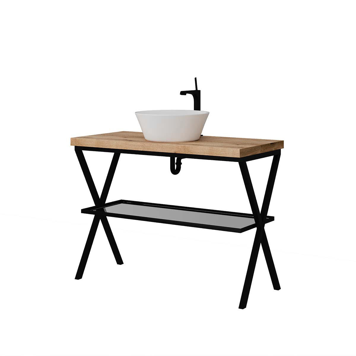 Mensola per bagno in acciaio Kros L 100 x P 46 x H 72 cm - 6