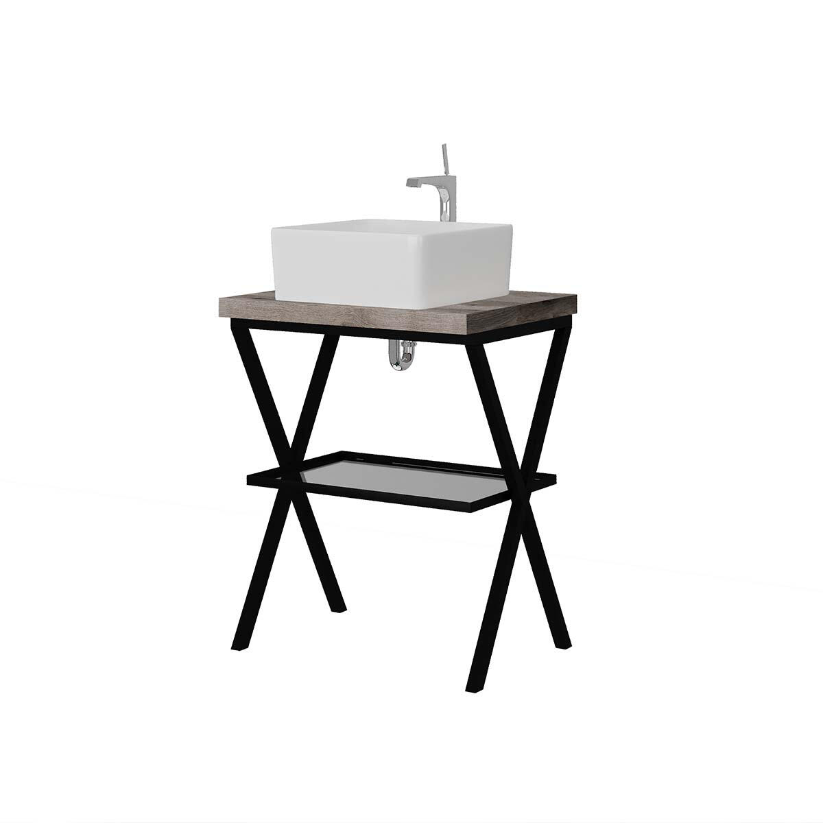 Mensola per bagno in acciaio Kros L 60 x P 46 x H 72 cm - 4