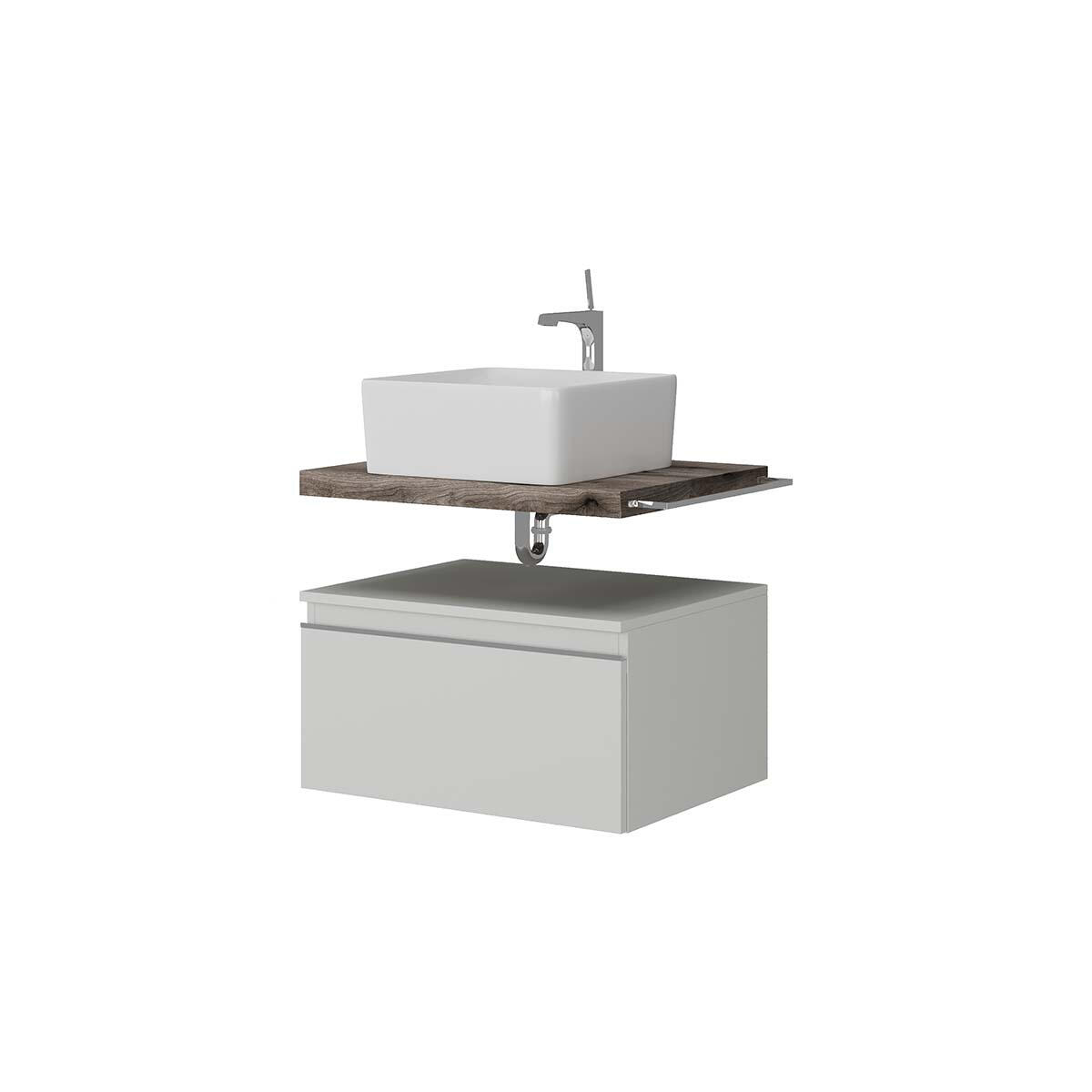 Top per lavabo Kros L 60 x H 4 x P 46 cm rovere fossile truciolare - 8
