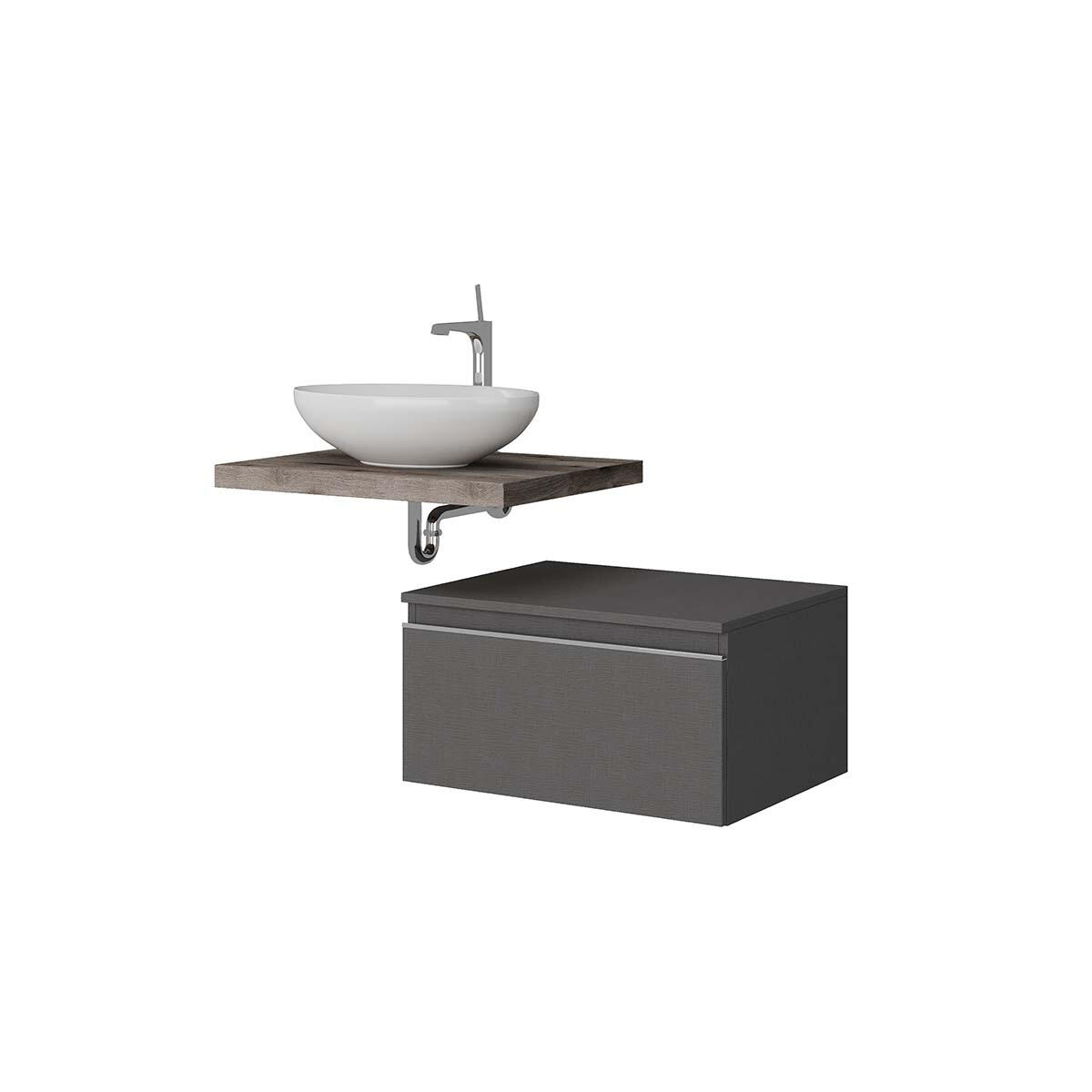 Top per lavabo Kros L 60 x H 4 x P 46 cm rovere fossile truciolare - 7