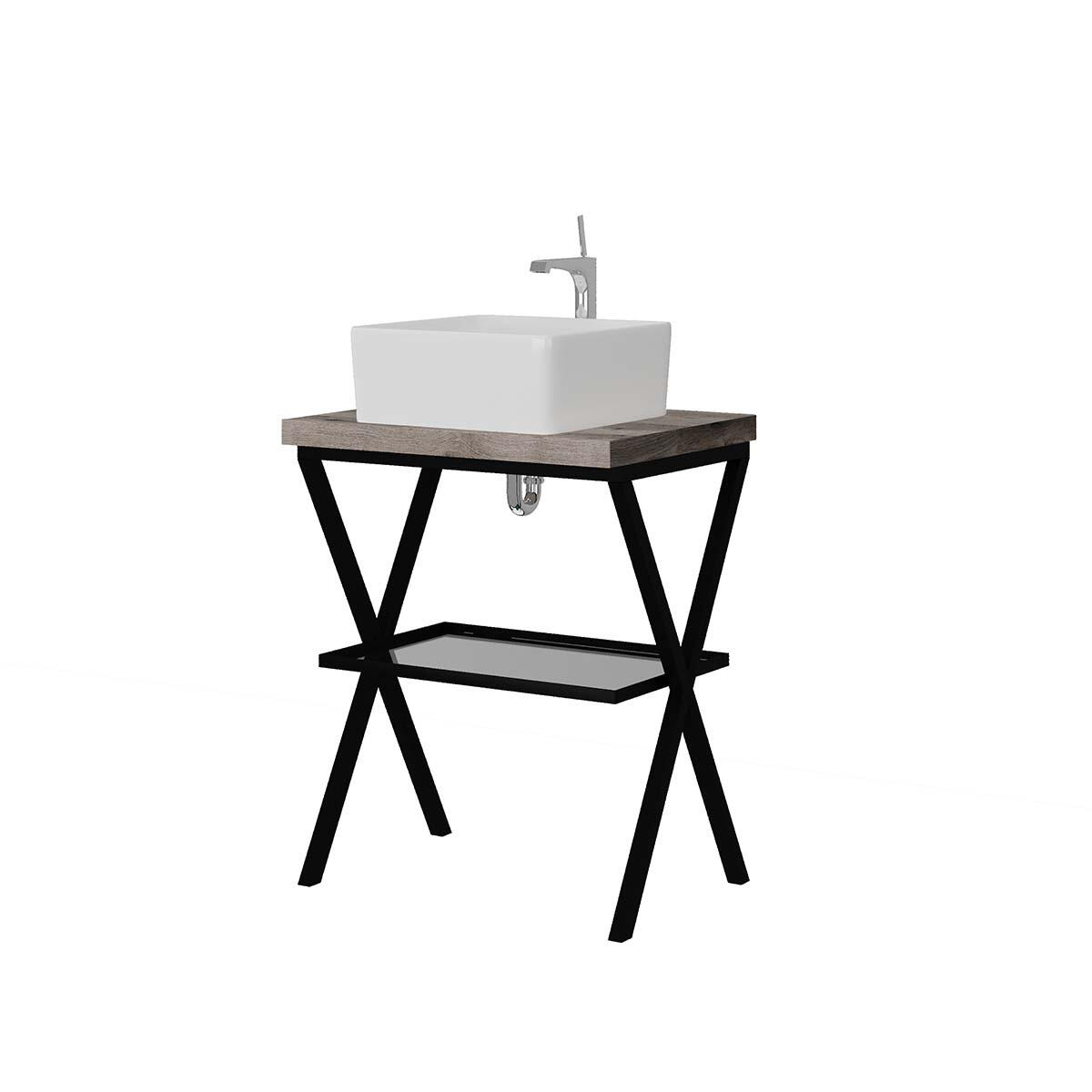 Top per lavabo Kros L 60 x H 4 x P 46 cm rovere fossile truciolare - 5