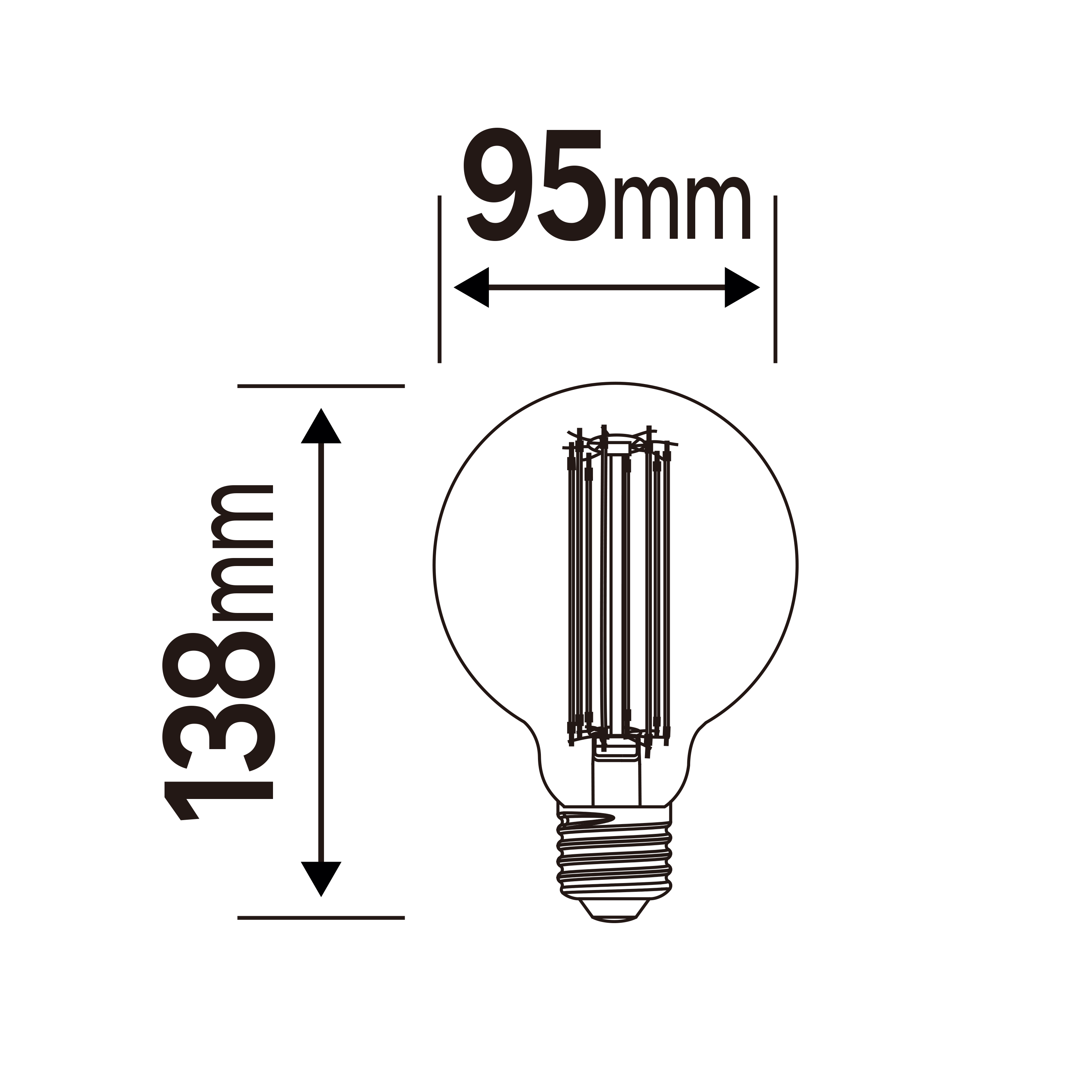 Lâmpada led filamentos carbono E27 G95 500lm 2700k - 4