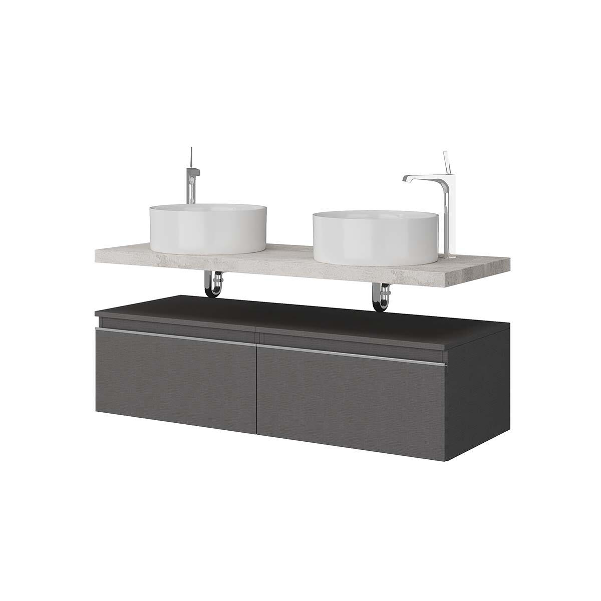 Top per lavabo Kros L 120 x H 4 x P 46 cm beton truciolare - 8