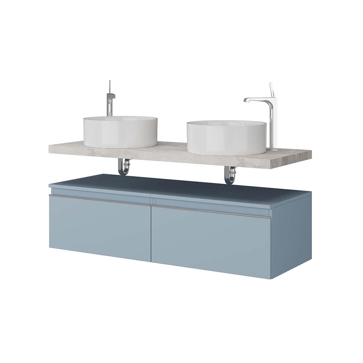 Top per lavabo Kros L 120 x H 4 x P 46 cm beton truciolare - 7