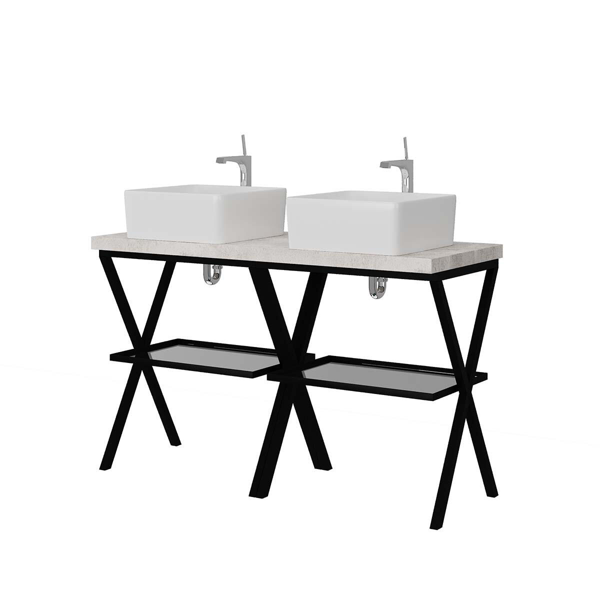 Top per lavabo Kros L 120 x H 4 x P 46 cm beton truciolare - 6