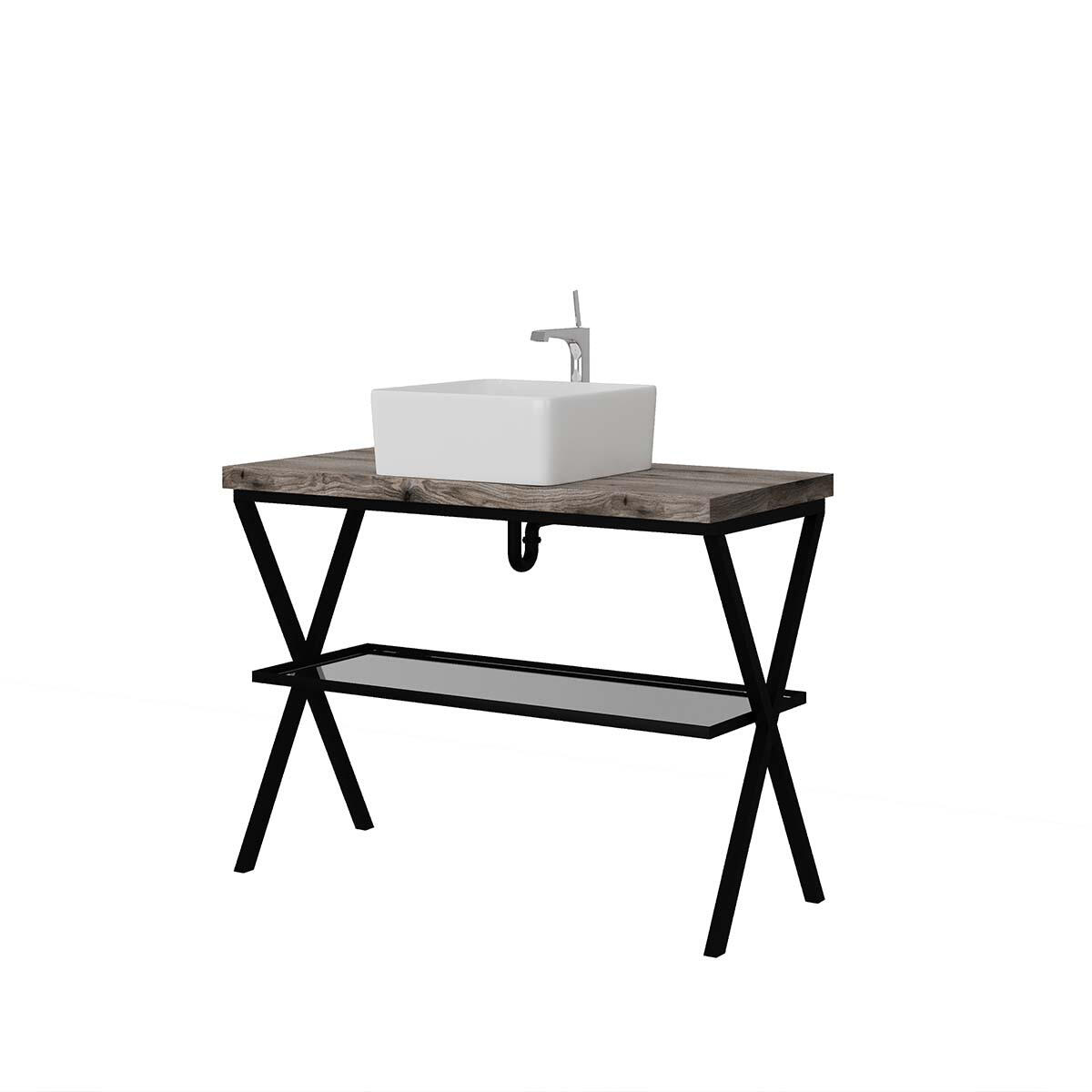 Top per lavabo Kros L 100 x H 4 x P 46 cm rovere fossile truciolare - 6