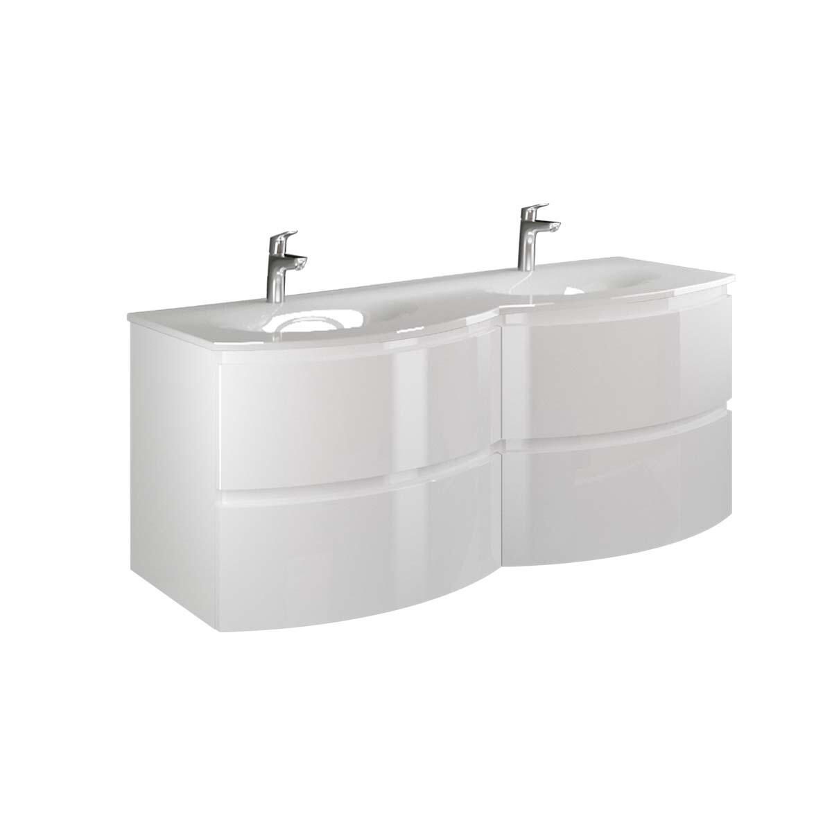 Lavabo a incasso rettangolare Armonia L 140 x H 14 x P 46 cm in resina bianco lucido - 6