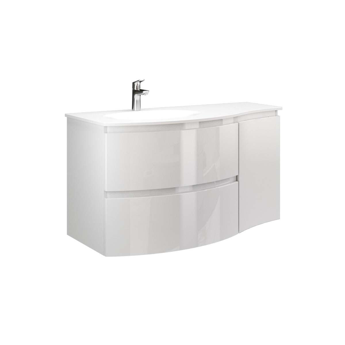 Lavabo a incasso rettangolare Armonia L 105 x H 14 x P 46 cm in resina bianco lucido - 4