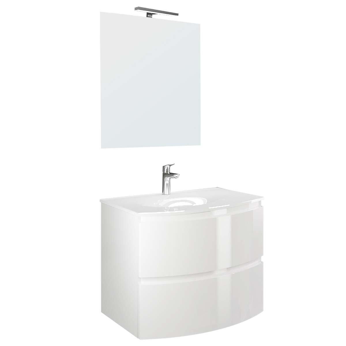 Lavabo a incasso rettangolare Armonia L 70 x H 14 x P 46 cm in resina bianco lucido - 7