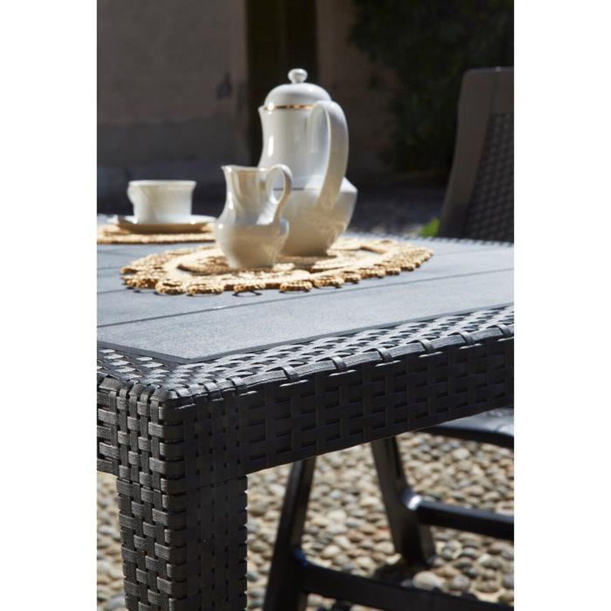 Tavolo da pranzo per giardino Prince struttura e superficie in resina grigio per 6 persone 150x90cm - 15