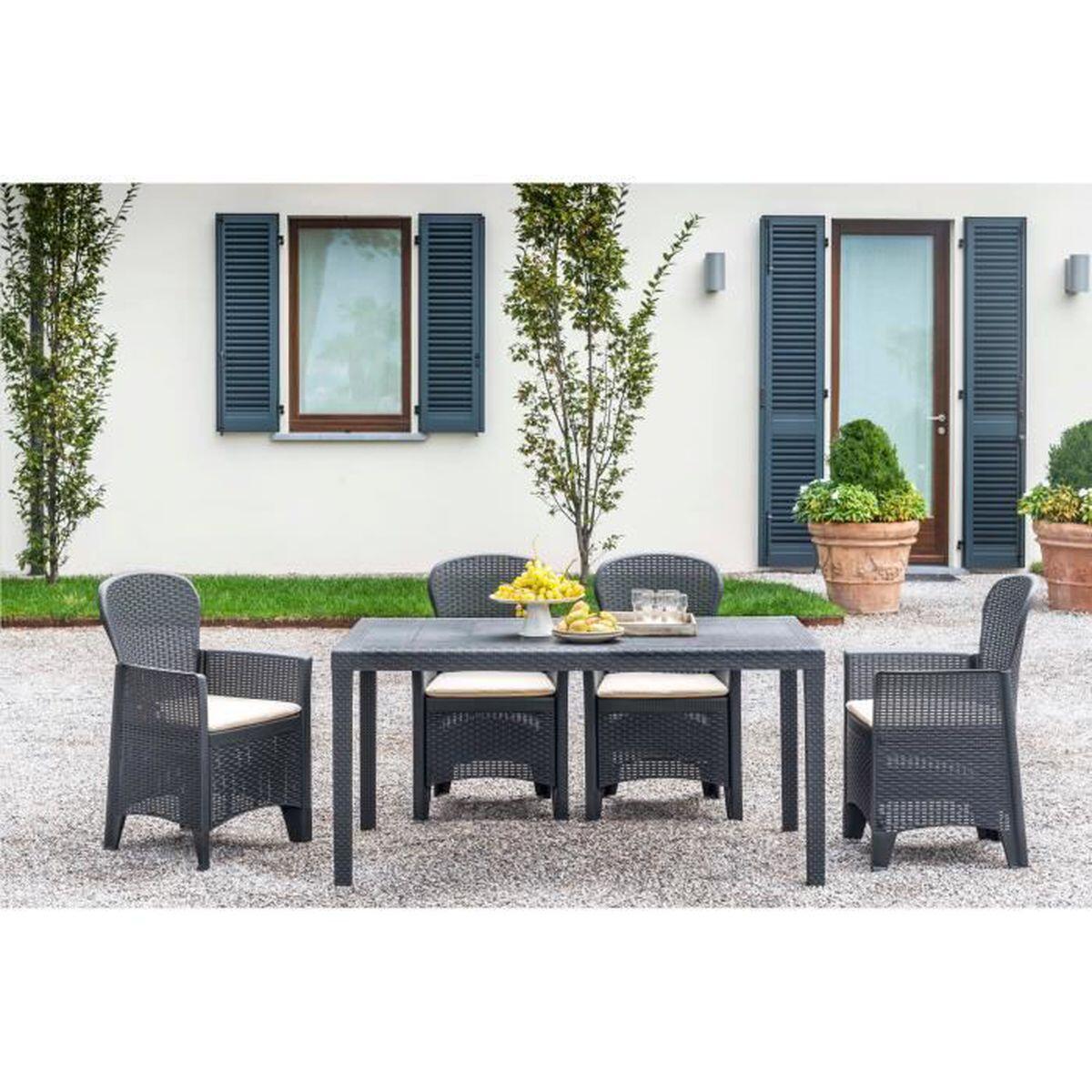 Tavolo da pranzo per giardino Prince struttura e superficie in resina grigio per 6 persone 150x90cm - 4