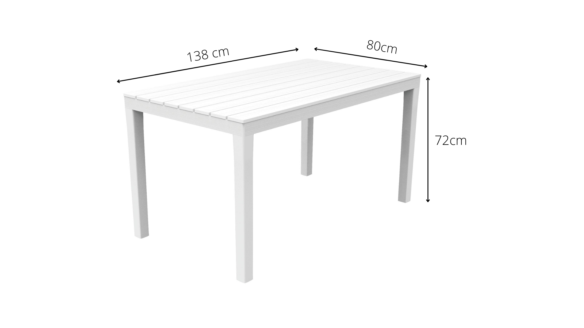 Tavolo da pranzo per giardino Sumatra struttura e superficie in Resina  bianco per 6 persone 138x80cm - 7