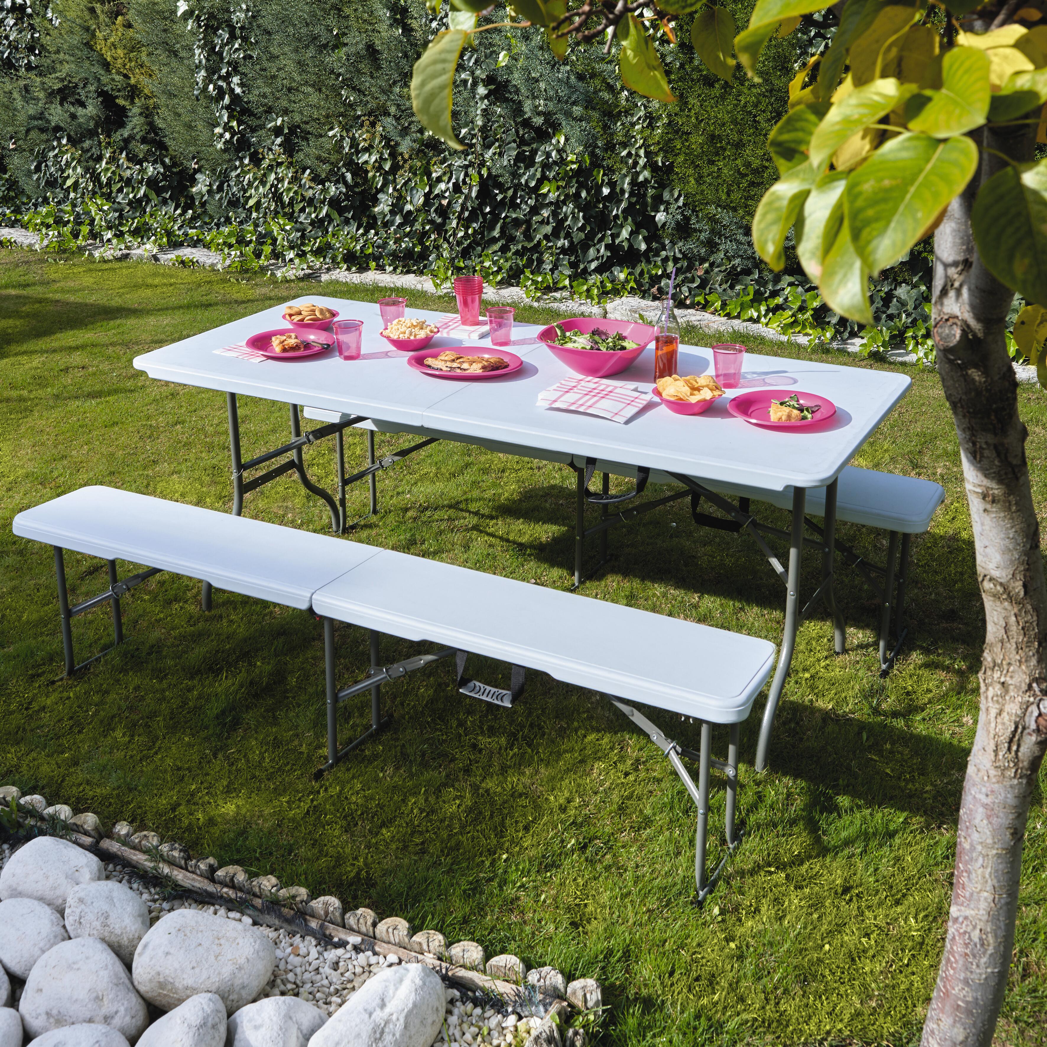 Panca da giardino in acciaio pieghevole Lifetime, seduta in resina iniettata bianca L 183 x H 43 x P 28 cm - 5