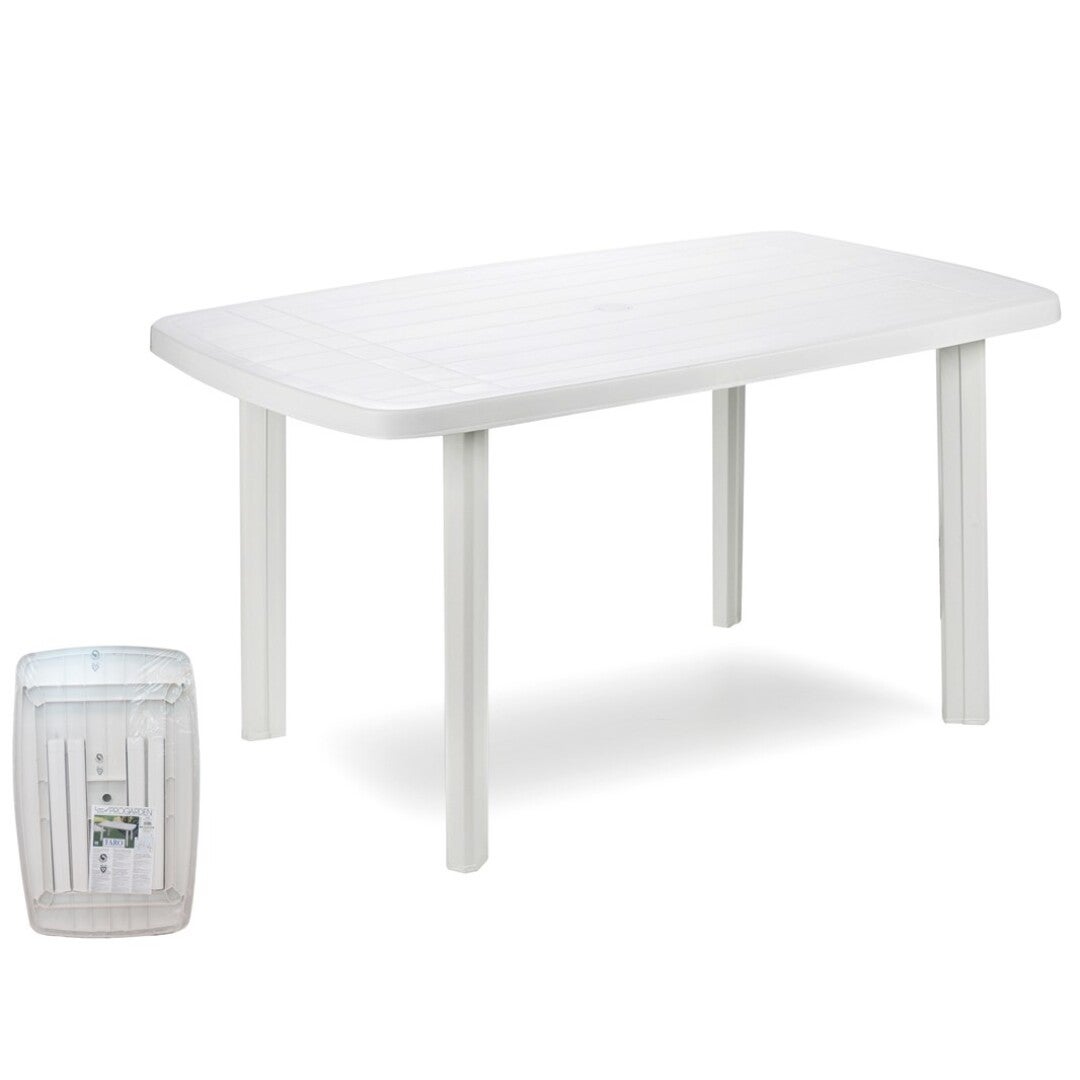 Tavolo da pranzo per giardino Faro struttura e superficie in resina bianco per 6 persone 137x85cm - 3