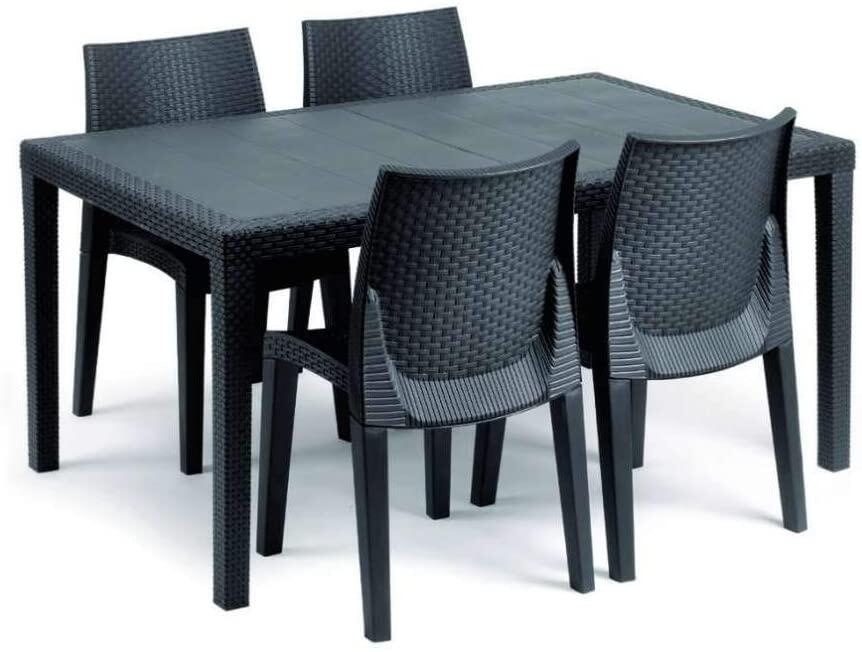 Tavolo da pranzo per giardino Prince struttura e superficie in resina grigio per 6 persone 150x90cm - 6