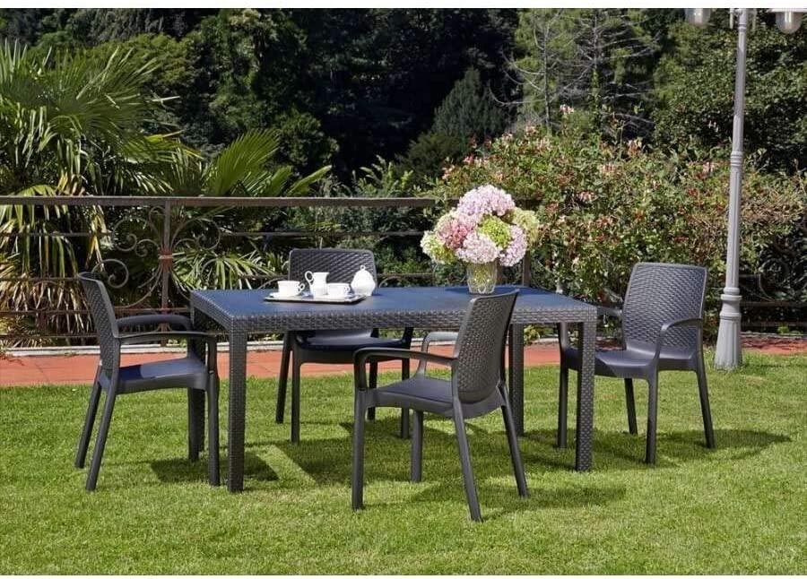 Tavolo da pranzo per giardino Prince struttura e superficie in resina grigio per 6 persone 150x90cm - 2