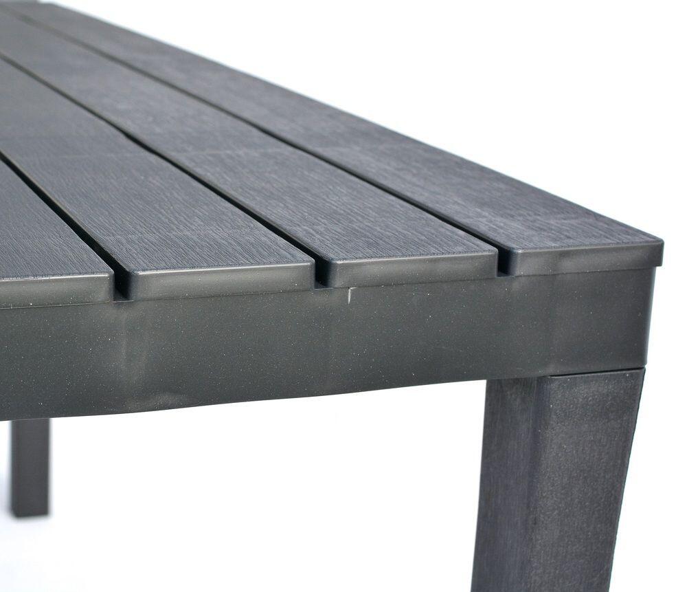 Tavolo da pranzo per giardino Sumatra struttura e superficie in resina antracite per 6 persone 138x78cm - 7