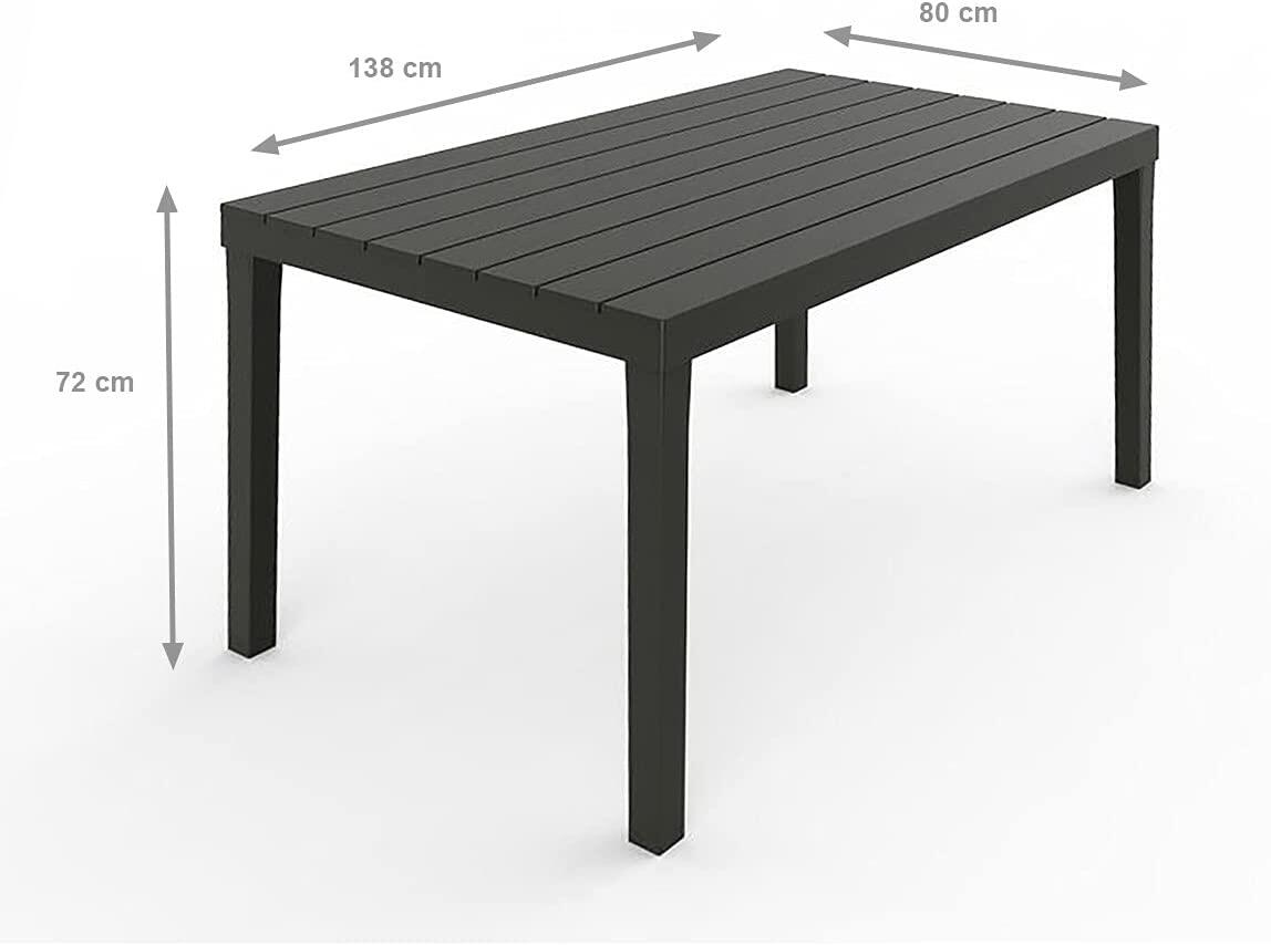 Tavolo da pranzo per giardino Sumatra struttura e superficie in resina antracite per 6 persone 138x78cm - 8