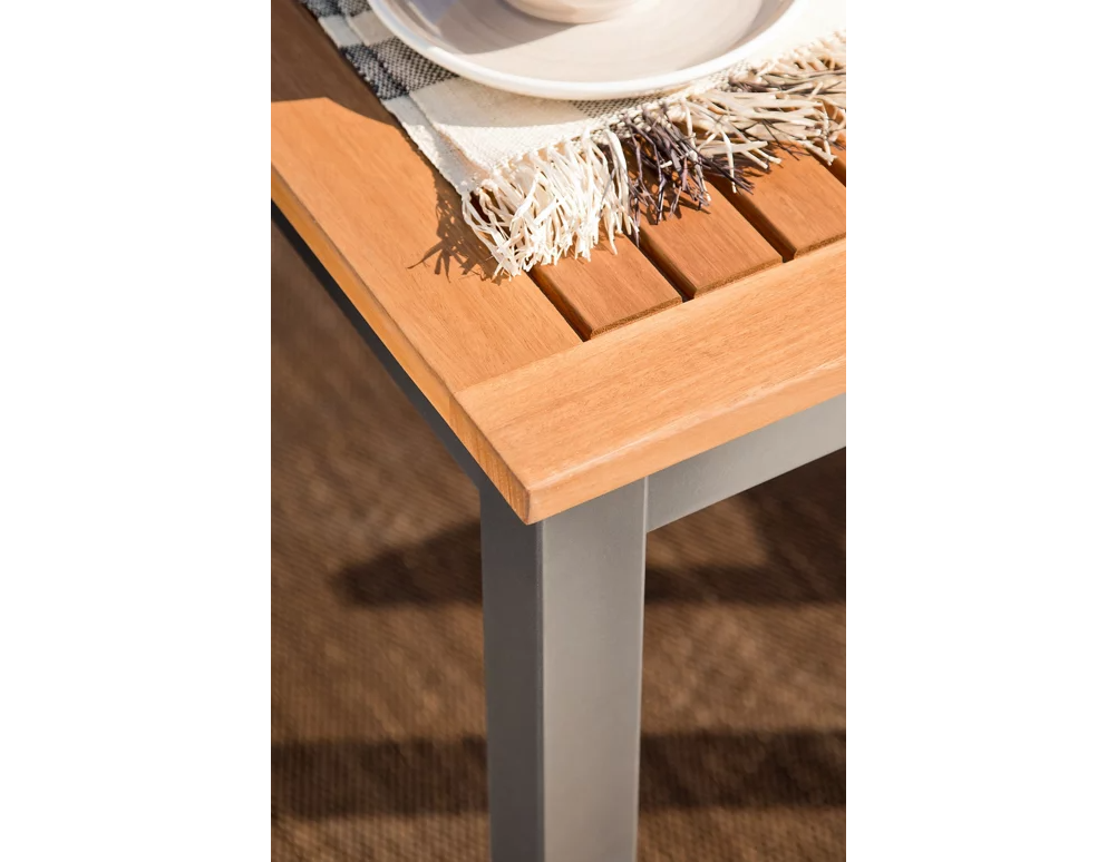 Tavolo da pranzo per giardino Oris NATERIAL in alluminio con piano in eucalipto marrone per 6 persone 89.3x150cm - 8